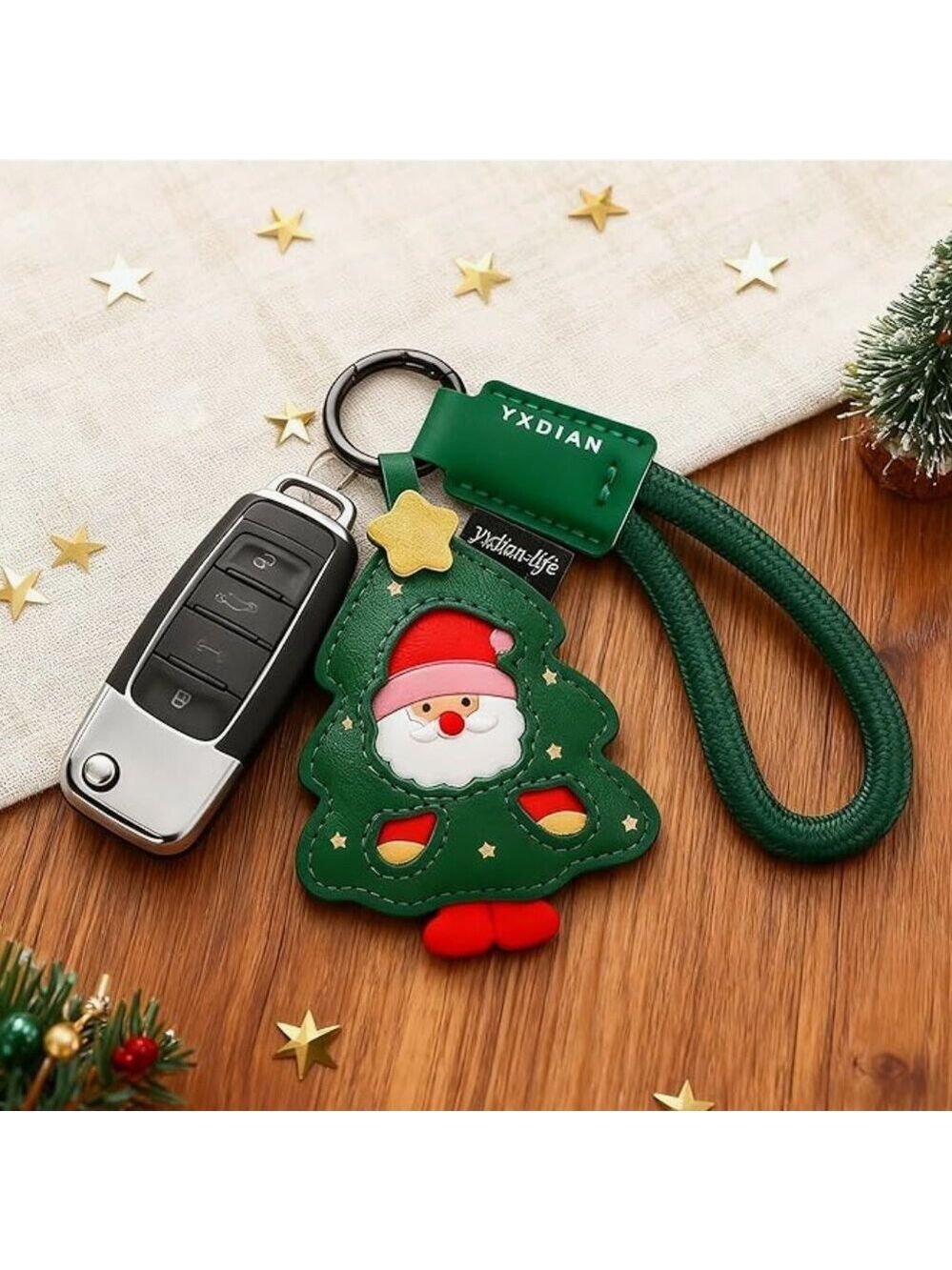Cute Santa Claus Christmas tree purse charm keychain - Picture 7 of 8